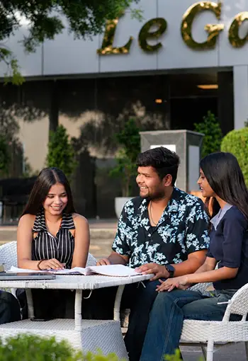 Students collaborating on campus